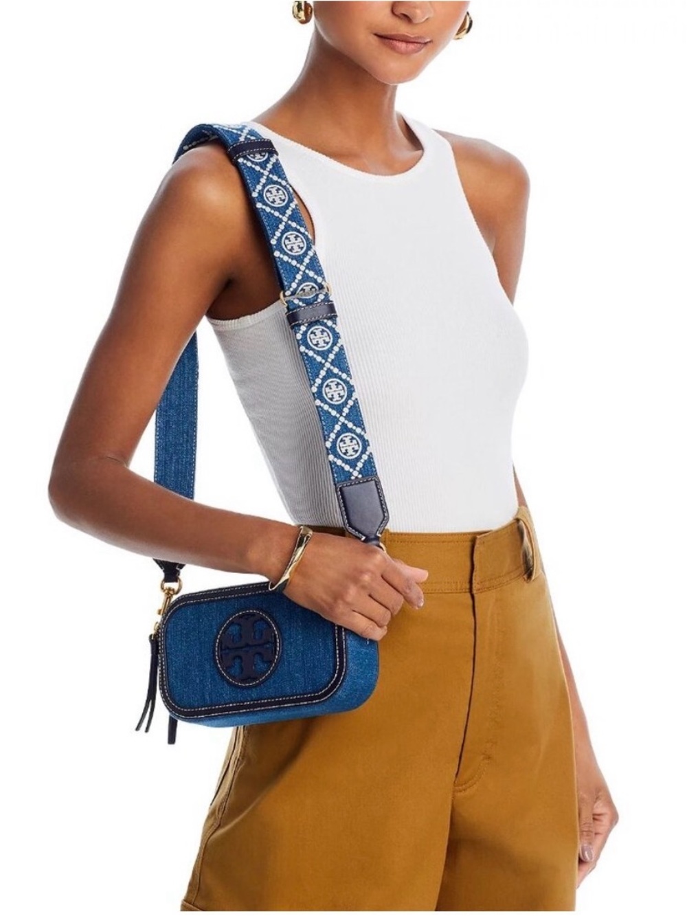 Tory Burch Miller Denim Mini Crossbody Bag with Dust Bag